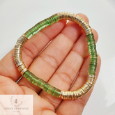 Green Bead Bracelet, Bead Stack Bracelet, Layered Stack, Stackable Bracelet, Women’s Bracelet, Green and Gold Bracelet, Friendship Day Gift